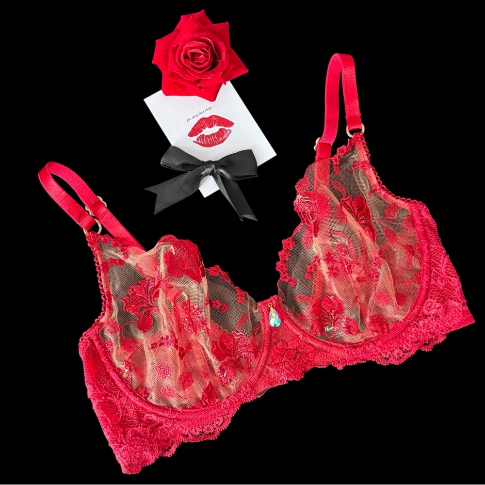 Honey Birdette Whitney Red bra 32DDD/F
